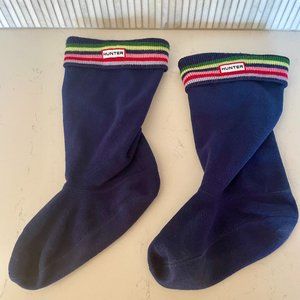 Hunter Navy‎ Boot Liners with Multicolor Knit Cuff, Size Medium